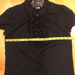 COPY - 🎈3/$15 SALE JCrew Swiss Dot navy ruffled shirt